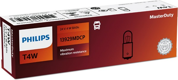 Glödlampa PHILIPS MasterDuty T4W BA9s 24V, Bak Philips 13929MDCP