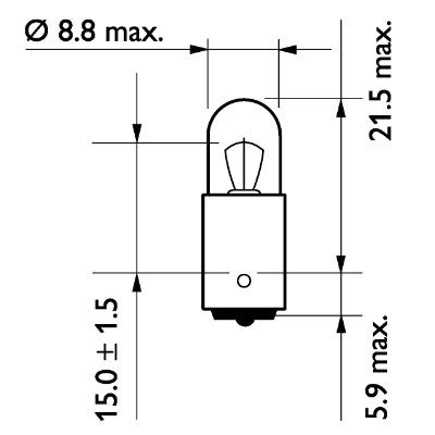 Glödlampa PHILIPS MasterDuty T4W BA9s 24V, Bak Philips 13929MDCP