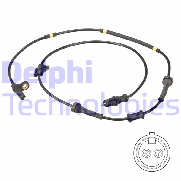 ABS-givare, Sensor, hjulvarvtal, Bakaxel höger Delphi SS20481 DELPHI