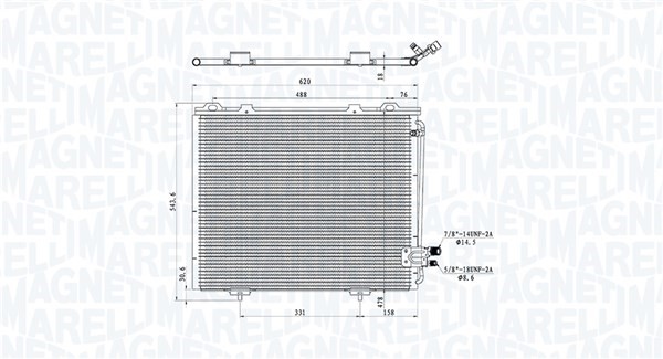 Kondensor, klimatanläggning Magneti marelli 350203889000 MAGNETI MARELLI