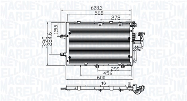 Kondensor, klimatanläggning Magneti marelli 350203891000 MAGNETI MARELLI