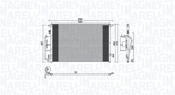 Kondensor, klimatanläggning Magneti marelli 350203892000 MAGNETI MARELLI