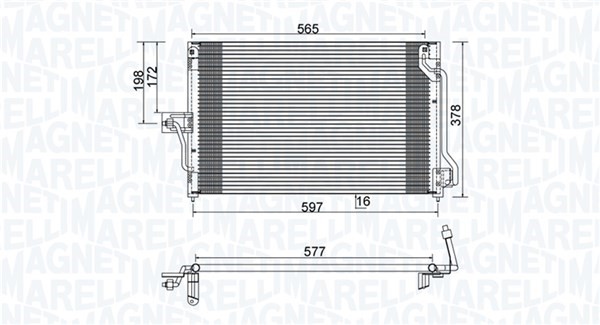 Kondensor, klimatanläggning Magneti marelli 350203897000 MAGNETI MARELLI