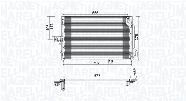 Kondensor, klimatanläggning Magneti marelli 350203897000 MAGNETI MARELLI