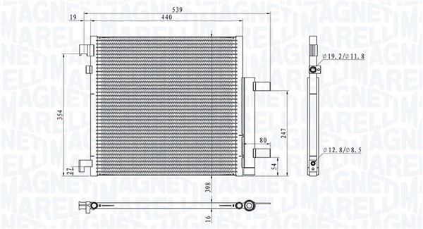 Kondensor, klimatanläggning Magneti marelli 350203908000 MAGNETI MARELLI