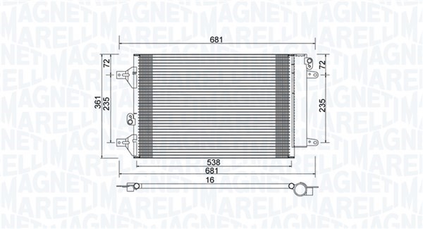 Kondensor, klimatanläggning Magneti marelli 350203910000 MAGNETI MARELLI