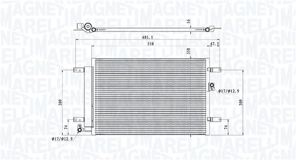 Kondensor, klimatanläggning Magneti marelli 350203910000 MAGNETI MARELLI