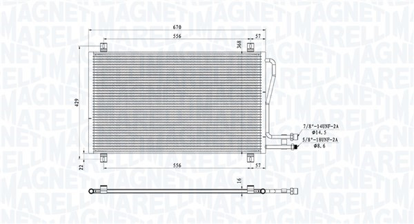 Kondensor, klimatanläggning Magneti marelli 350203913000 MAGNETI MARELLI