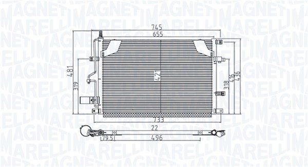 Kondensor, klimatanläggning Magneti marelli 350203914000 MAGNETI MARELLI