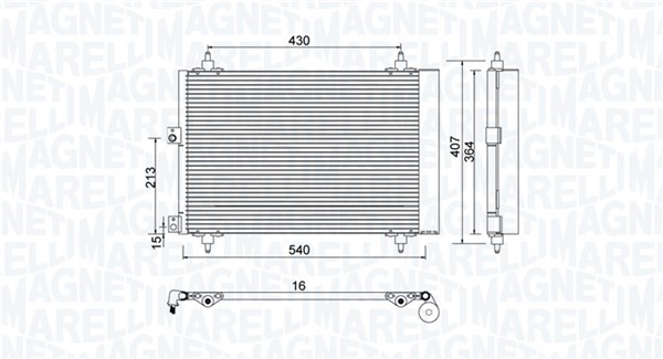 Kondensor, klimatanläggning Magneti marelli 350203920000 MAGNETI MARELLI