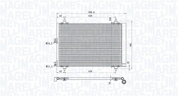 Kondensor, klimatanläggning Magneti marelli 350203920000 MAGNETI MARELLI