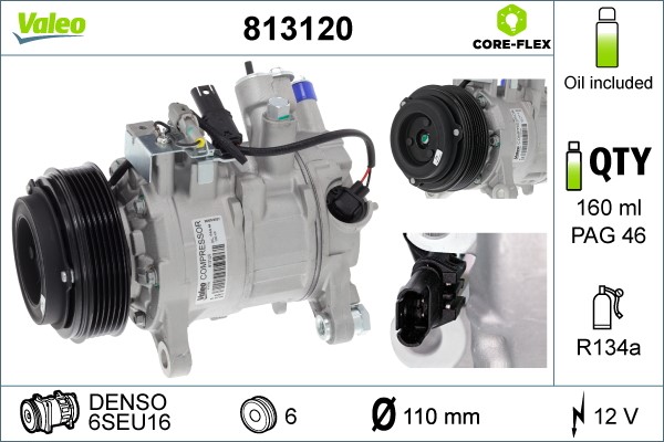 Kompressor, klimatanläggning 12V Valeo 813120 VALEO