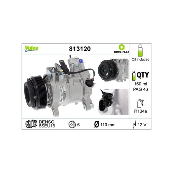 Kompressor, klimatanläggning 12V Valeo 813120 VALEO
