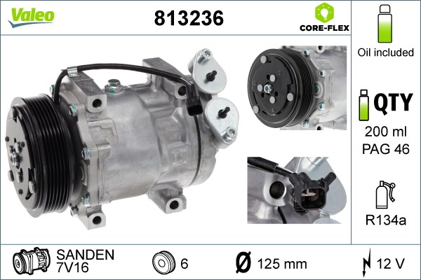 Kompressor, klimatanläggning 12V Valeo 813236 VALEO