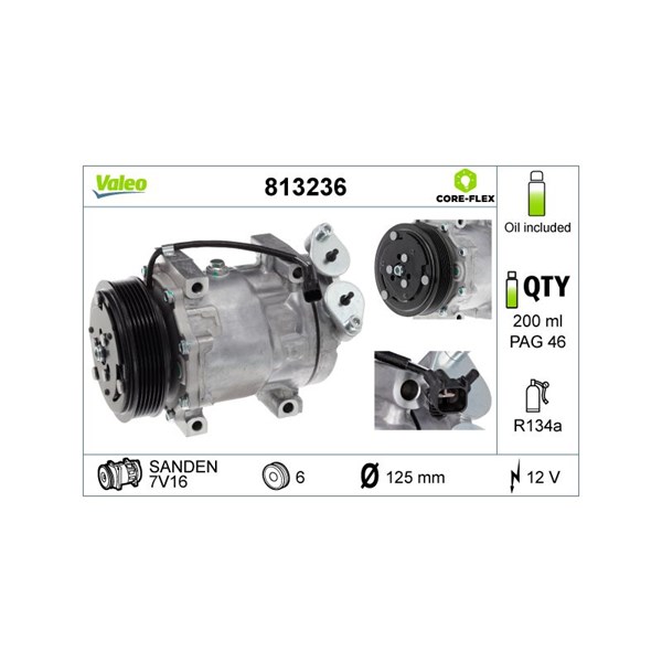 Kompressor, klimatanläggning 12V Valeo 813236 VALEO