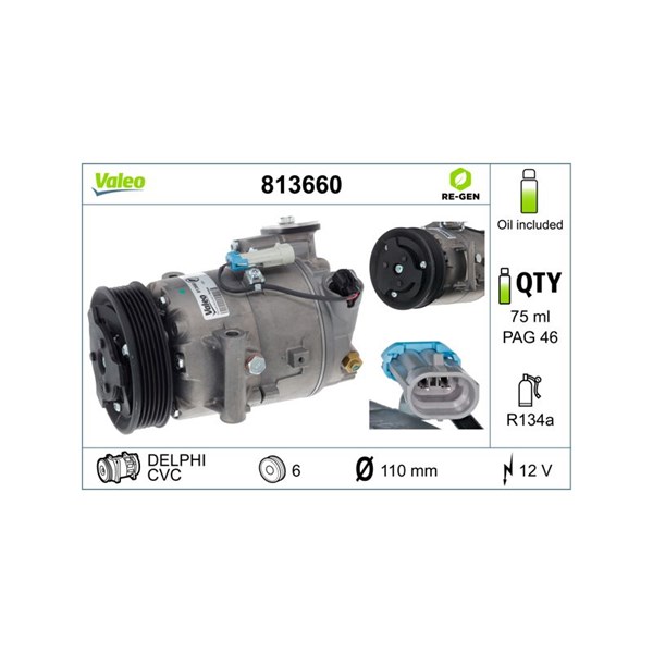 Kompressor, klimatanläggning 12V Valeo 813660 VALEO Kompressor, klimatanläggning 12V Valeo 813660 VALEO