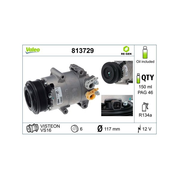 Kompressor, klimatanläggning 12V Valeo 813729 VALEO