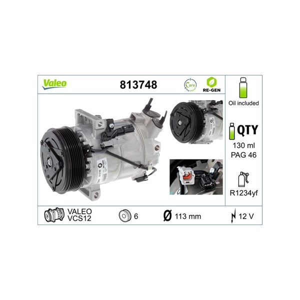 Kompressor, klimatanläggning 12V Valeo 813748 VALEO