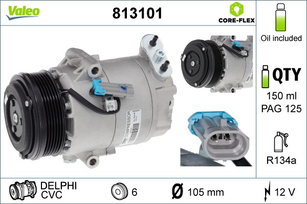 Kompressor, klimatanläggning 12V Valeo 813101 VALEO