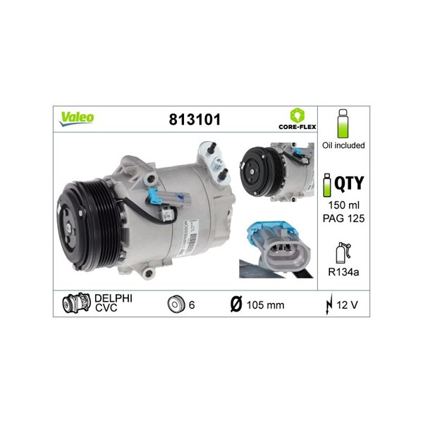 Kompressor, klimatanläggning 12V Valeo 813101 VALEO