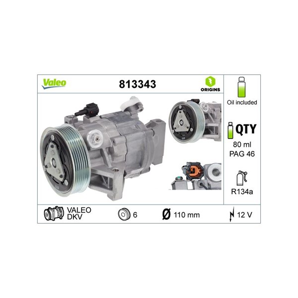 Kompressor, klimatanläggning 12V Valeo 813343 VALEO