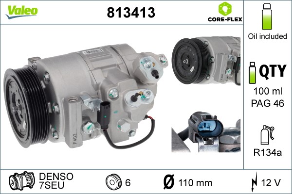 Kompressor, klimatanläggning 12V Valeo 813413 VALEO