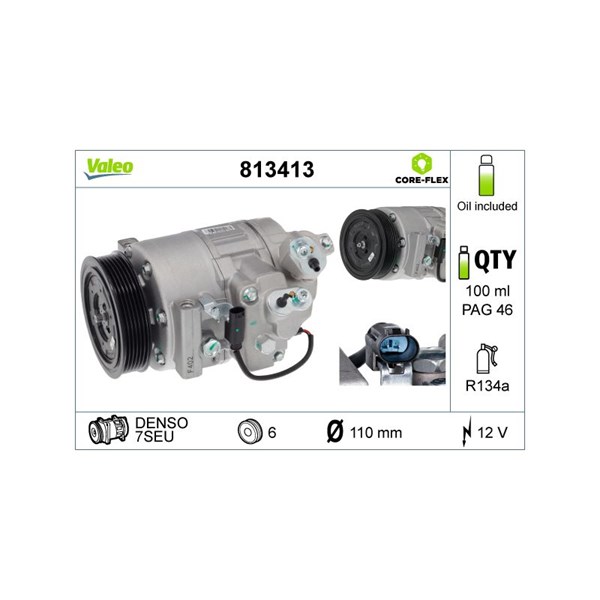 Kompressor, klimatanläggning 12V Valeo 813413 VALEO