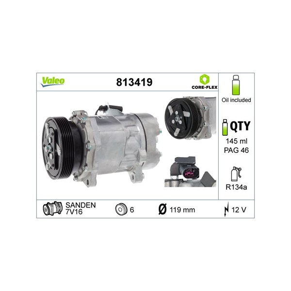 Kompressor, klimatanläggning 12V Valeo 813419 VALEO