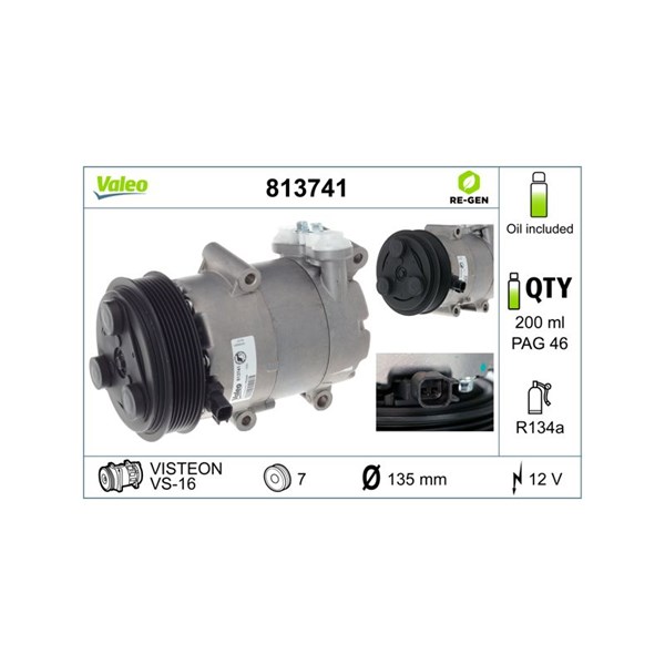 Kompressor, klimatanläggning 12V Valeo 813741 VALEO