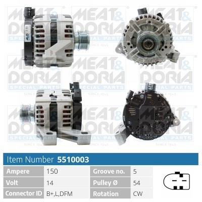 Generator 14V 150A Meat & doria 5510003 MEAT & DORIA