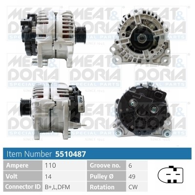 Generator 14V 110A Meat & doria 5510487 MEAT & DORIA