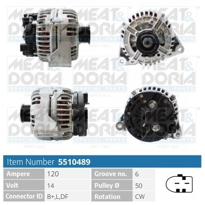 Generator 14V 120A Meat & doria 5510489 MEAT & DORIA