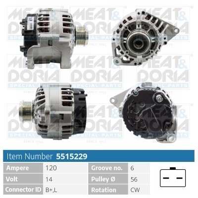 Generator 14V 120A Meat & doria 5515229 MEAT & DORIA