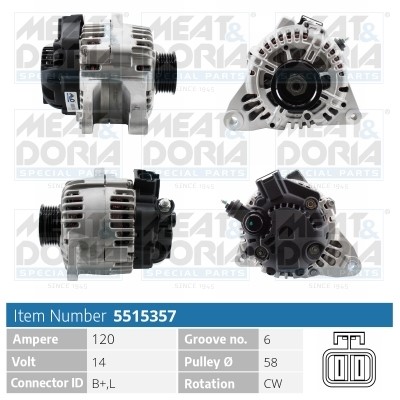 Generator 14V 120A Meat & doria 5515357 MEAT & DORIA