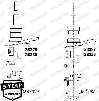 Stötdämpare Gastryck, Framaxel, Vänster Monroe G8328 MONROE