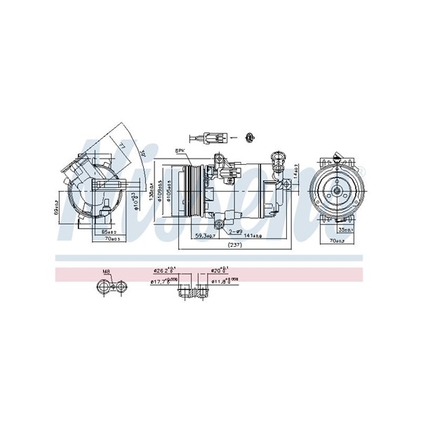 Kompressor, klimatanläggning 12V Nissens ** first fit ** 890006 NISSENS