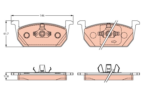 Bromsbeläggsats, Framaxel Trw GDB2266 TRW