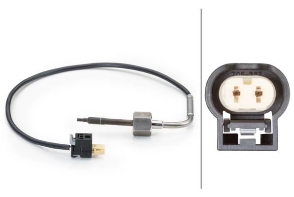 Sensor, avgastemperatur, Nedre, Höger Hella 6PT 014 494-011 HELLA