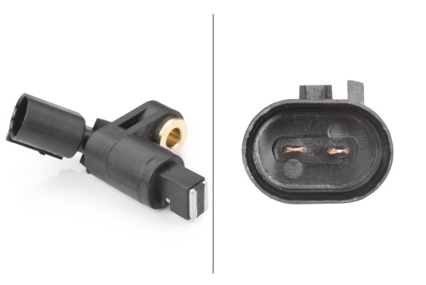 ABS-givare, Sensor, hjulvarvtal, Framaxel, Vänster Hella 6PU 009  HELLA
