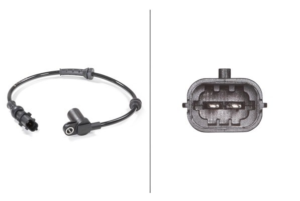 ABS-givare, Sensor, hjulvarvtal, Framaxel, Tvåsidig Hella 6PU 009 HELLA