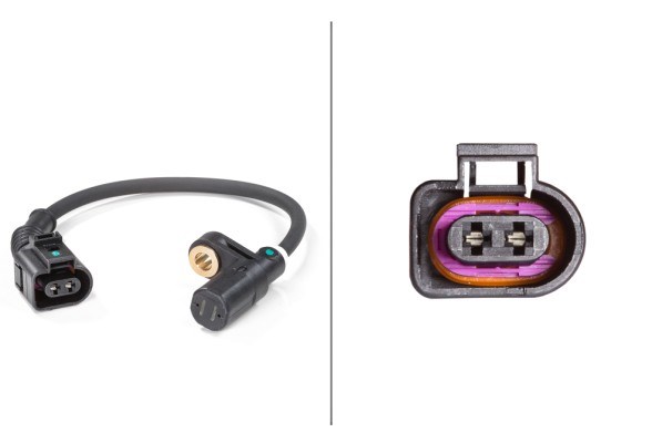 ABS-givare, Sensor, hjulvarvtal, Bakaxel, Tvåsidig Hella 6PU 009  HELLA
