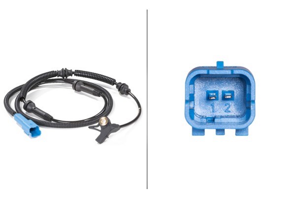 ABS-givare, Sensor, hjulvarvtal, Framaxel, Tvåsidig Hella 6PU 009 HELLA
