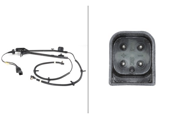 ABS-givare, Sensor, hjulvarvtal, Bakaxel, Tvåsidig Hella 6PU 010  HELLA