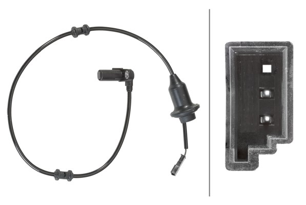 ABS-givare, Sensor, hjulvarvtal, Bakaxel, Vänster Hella 6PU 010 0 HELLA