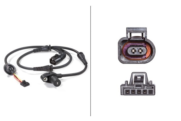 ABS-givare, Sensor, hjulvarvtal, Framaxel, Tvåsidig Hella 6PU 012 HELLA