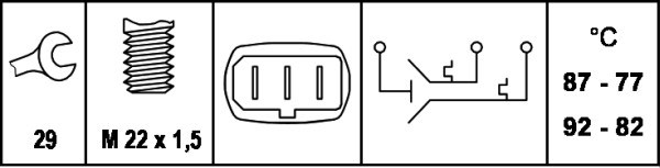 Temperaturswitch, kylarfläkt 12V Hella 6ZT 007 802-011 HELLA
