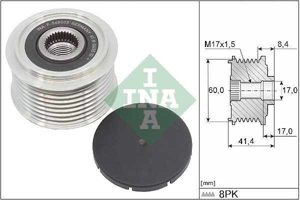 Frihjulskoppling, generator Ina 535 0262 10 INA