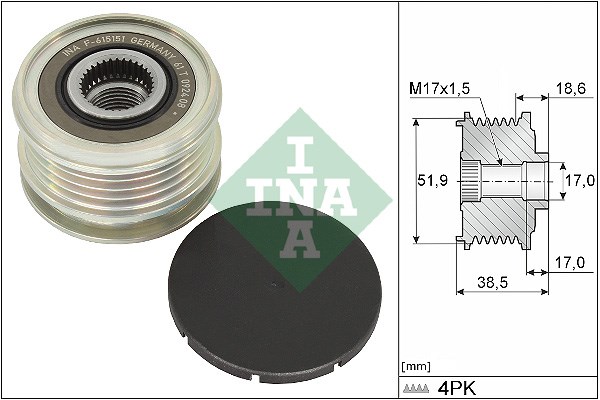Frihjulskoppling, generator Ina 535 0346 10 INA