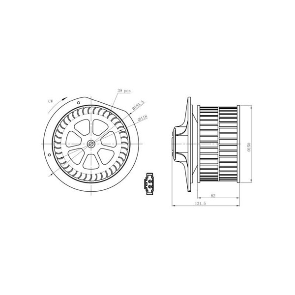 Kupéfläkt 12V, Bak Nrf 34288 NRF