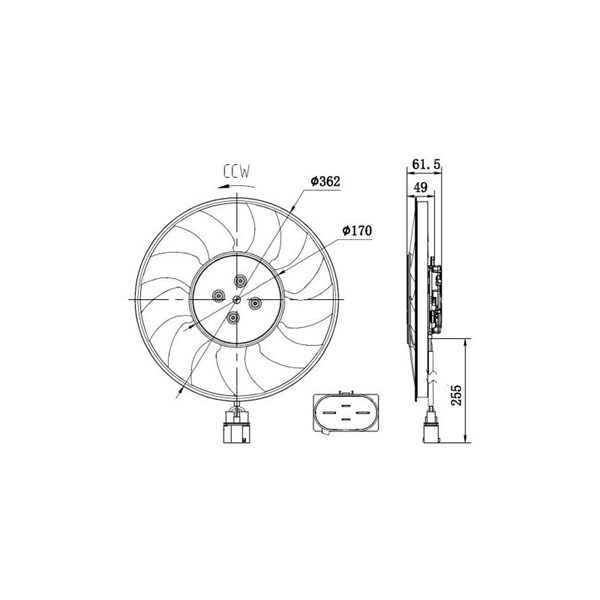 Fläkt, kylare 12V, Höger Nrf 47917 NRF
